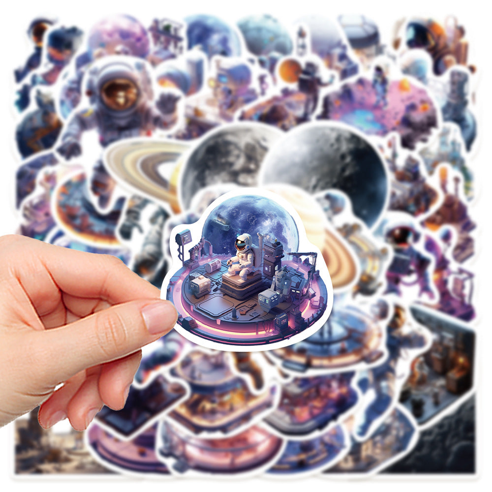50PCS Cartoon Space Doodle Stickers for Phone Cases, Laptops, Skateboards, Water Bottles, Guitars, Stationery Boxes, and More Exquisite DIY Desktop Decor Decals