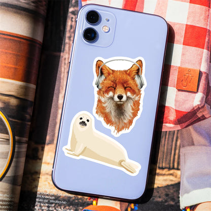 50PCS Zoo Series Cartoon Graffiti Waterproof Stickers Personalized Creative Decoration Refrigerator SkateboardCup