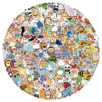 100PCS Cartoon Cute Little Animal Series Graffiti Stickers Personalized Fashion Creative Trend DIY Exquisite Decorative Decals for Cups Helmets Skateboards Popular Stickers Toys