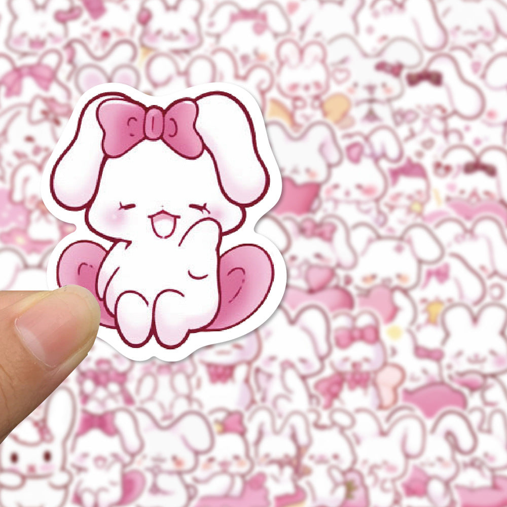 50PCS Pink Bunny Dreamland Stickers - Whimsical Rabbit Doodle Decals for Sleep Journals, Comfort Planners & Cozy Bedtime Rituals