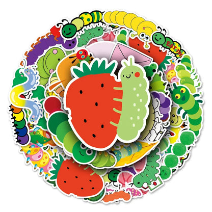 50PCS Cartoon Caterpillar Graffiti Waterproof Sticker Personality Creative Water Cup Refrigerator Guitar Helmet