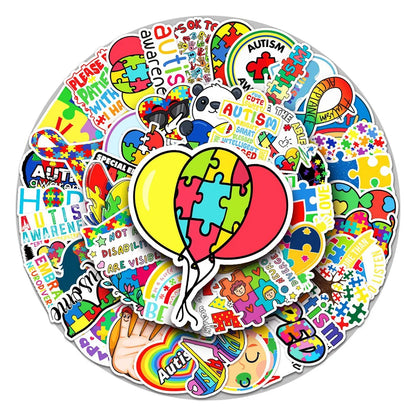 50PCS Autism Graffiti Waterproof Sticker Personality Logo DIY Cartoon Pattern Refrigerator Skateboard GuitarTrend