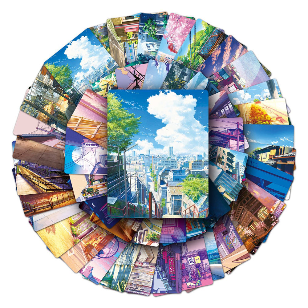 50PCS Japanese Anime Streetscape Stickers - Urban Ghibli-esque Decals for Nostalgic Cityscape Journals, Aesthetic Travel Logs & Animated Memory Preservation