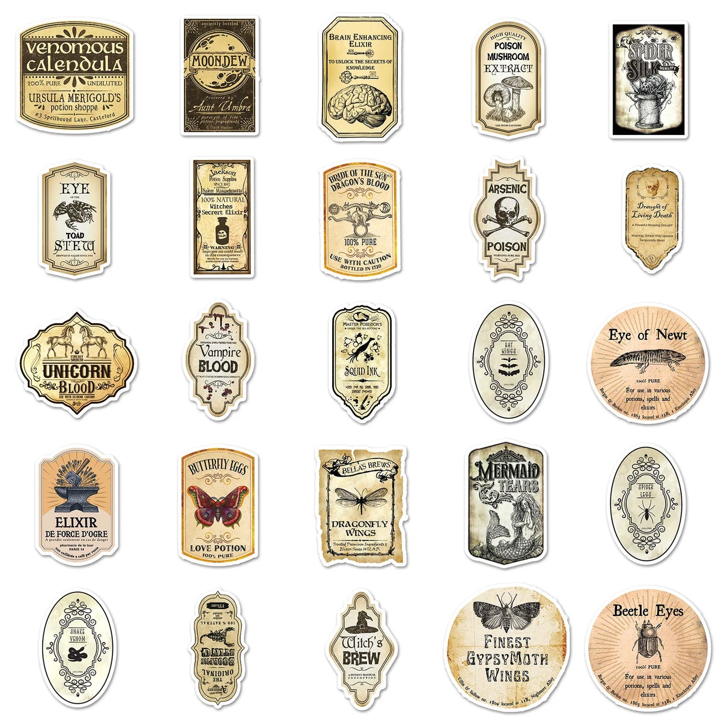 50PCS Cartoon Potion Label Sticker Graffiti iPad Luggage Helmet Guitar DIY Scrapbook Wall Sticker Toy Decoration