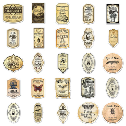 50PCS Cartoon Potion Label Sticker Graffiti iPad Luggage Helmet Guitar DIY Scrapbook Wall Sticker Toy Decoration