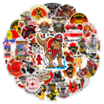 50PCS Cartoon Fireman Sticker Graffiti iPad Luggage Desk Notebook  Car Computer Pattern Scrapbook Toy Decoration
