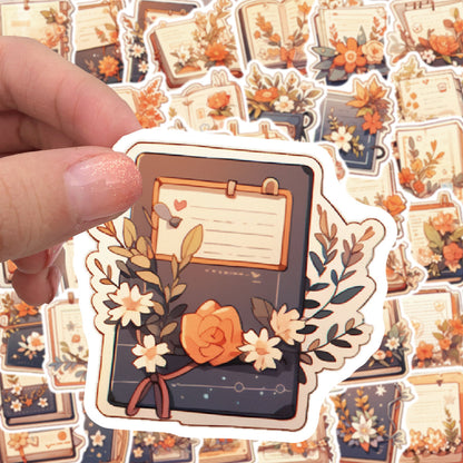 50PCS Card Notification Knowledge Flower Series Doodle Stickers Exquisite, Fashionable, Creative DIY Journal Decorative Decals Suitable for Phone Cases, Laptops, Skateboards, Bags, Stationery Boxes