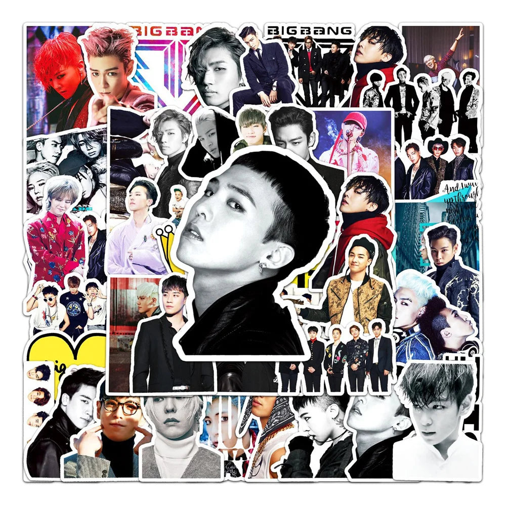 50pcs Korean Pop Boy Group Big Bang Sticker For Luggage Laptop Ipad Skateboard Guitar Mug Notebook Mug Sticker