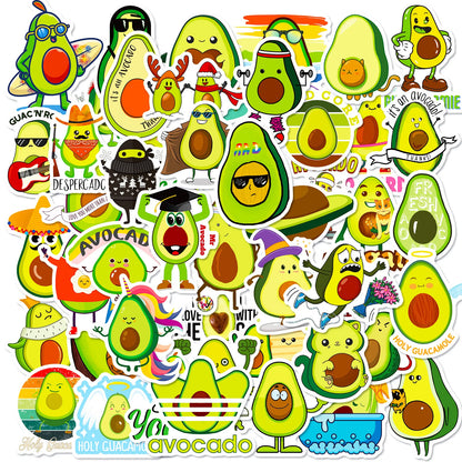 50PCS Cartoon Avocado Sticker Graffiti Ipad Luggage Laptop Helmet Car Computer Pattern Scrapbook Toy Decoration