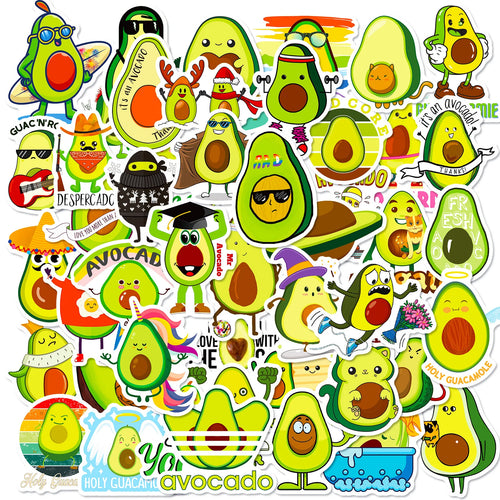 50PCS Cartoon Avocado Sticker Graffiti Ipad Luggage Laptop Helmet Car Computer Pattern Scrapbook Toy Decoration