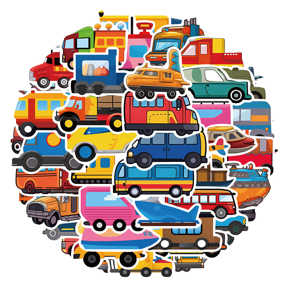 50PCS Cartoon Car Doodle Stickers for Phone Cases, Laptops, Skateboards, Water Bottles, Helmets, and More Perfect for DIY Notebooks, Decorating Desktops, and More