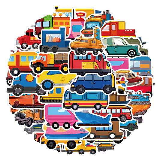 50PCS Cartoon Car Doodle Stickers for Phone Cases, Laptops, Skateboards, Water Bottles, Helmets, and More Perfect for DIY Notebooks, Decorating Desktops, and More