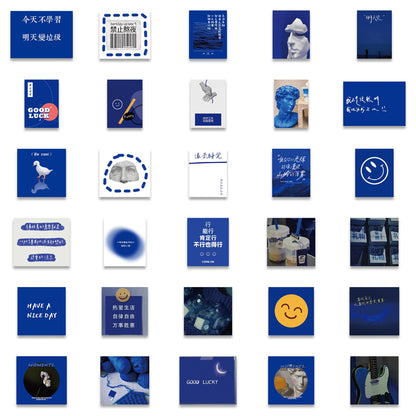 50PCS Klein Blue Mood Stickers - Calming Color Therapy Decals for Anxiety Journals, Planners, Laptops & Mental Wellness Gifts