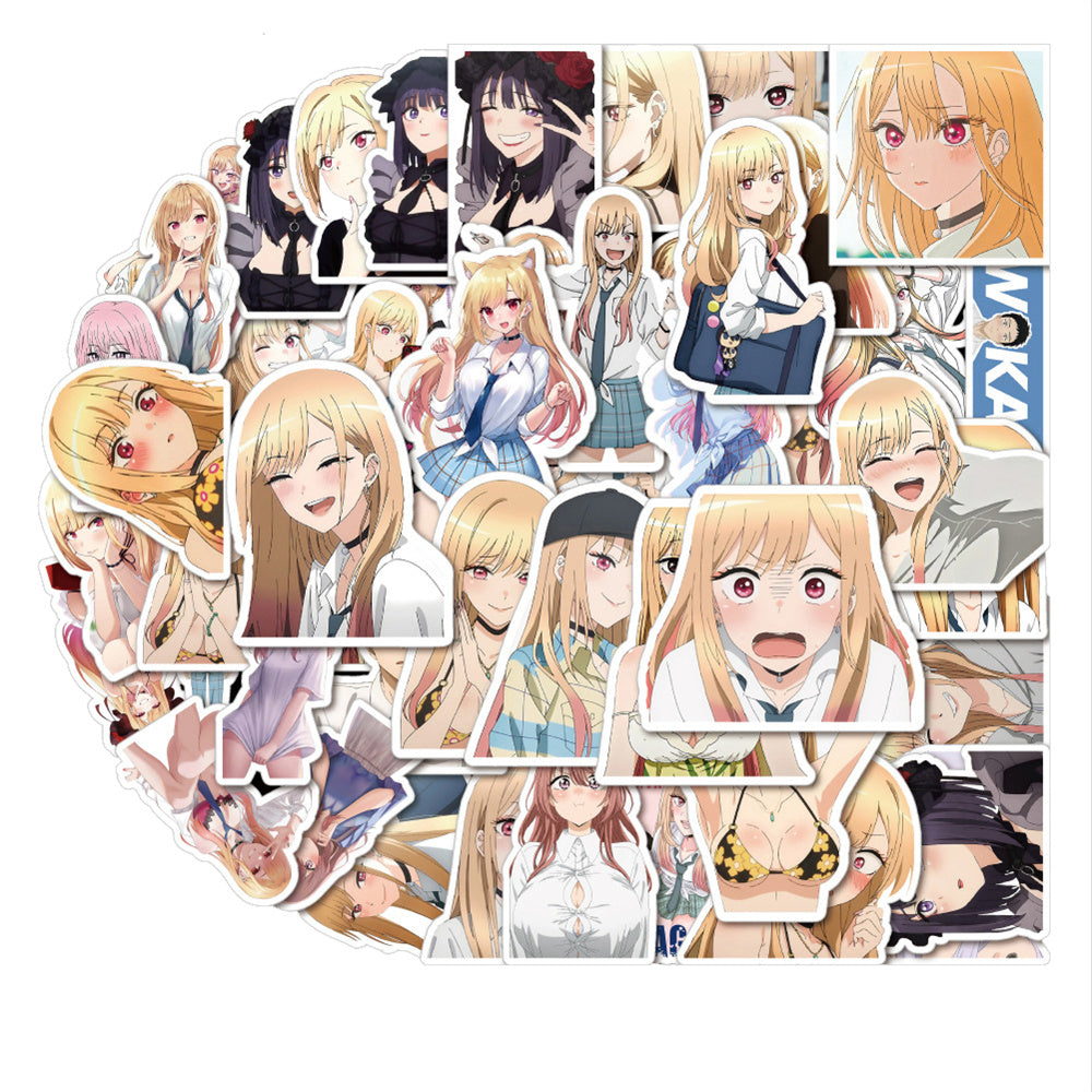 50PCS Anime Dress-Up Doll Stickers - Cosplay Decals for Laptops, Planners, Journals & Otaku Culture Gifts