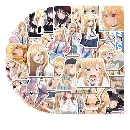 50PCS Anime Dress-Up Doll Stickers - Cosplay Decals for Laptops, Planners, Journals & Otaku Culture Gifts