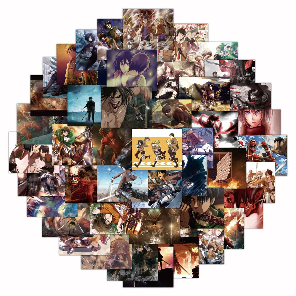 50PCS Attack on Titan Cartoon Graffiti Waterproof Sticker Personalized Decoration Creative Water Cup Refrigerator