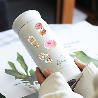 50PCS Cartoon Donut Food Cute Creative Doodle Sticker Bicycle Skateboard DIY Water Cup Car Guitar Laptop Computer