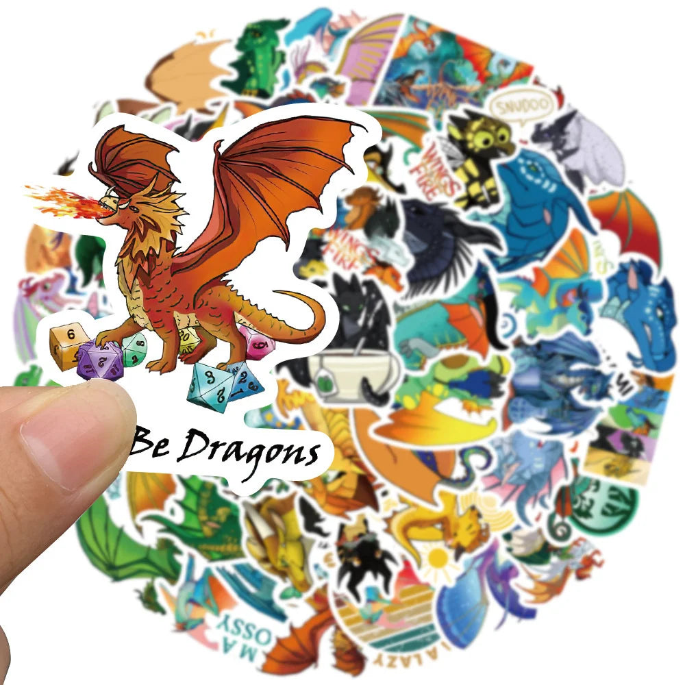 50PCS Popular Novel Wings of Fire Dragon Sticker for Laptop IPad Luggage Gift Journal Waterproof Sticker