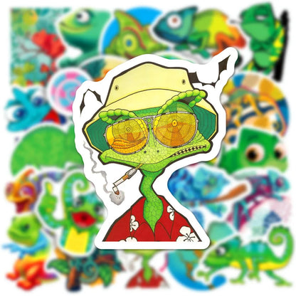 50PCS Cartoon Chameleon Sticker Animal Graffiti iPad Helmet Car Guitar DIY Scrapbook Wall Sticker Toy Decoration