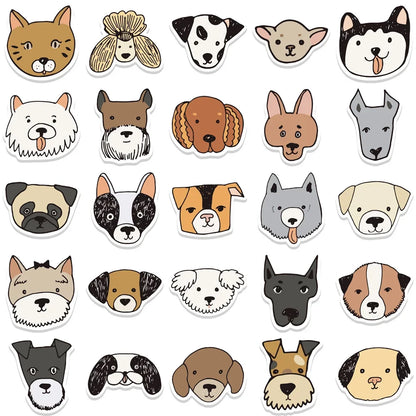 50PCS Cartoon Cat Dog Mixed Graffiti Waterproof Sticker Personalized Decoration Notebook Water Cup Helmet Guitar