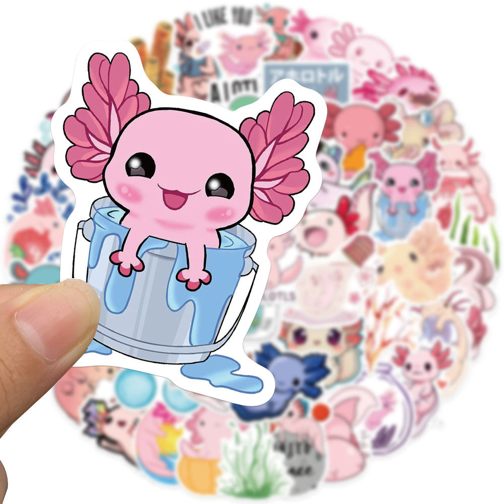 50PCS Cute Cartoon Salamander Doodle Stickers Perfect for Suitcases, Laptops, Skateboards, Water Bottles, Journals, Helmets, Pencil Cases Exquisite DIY Desktop Decor Decals
