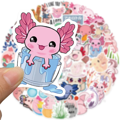 50PCS Cute Cartoon Salamander Doodle Stickers Perfect for Suitcases, Laptops, Skateboards, Water Bottles, Journals, Helmets, Pencil Cases Exquisite DIY Desktop Decor Decals