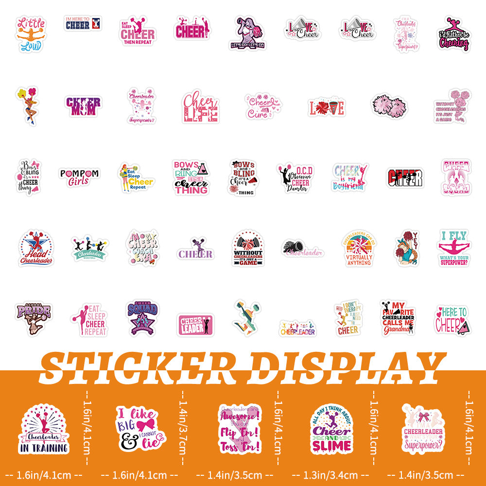 50PCS Cartoon Cute Cheerleader Series Decorative Doodle Stickers Exquisite, Fashionable, Creative DIY Decals Perfect for Cups, Helmets, Skateboards, Refrigerators, and Stationery Boxes