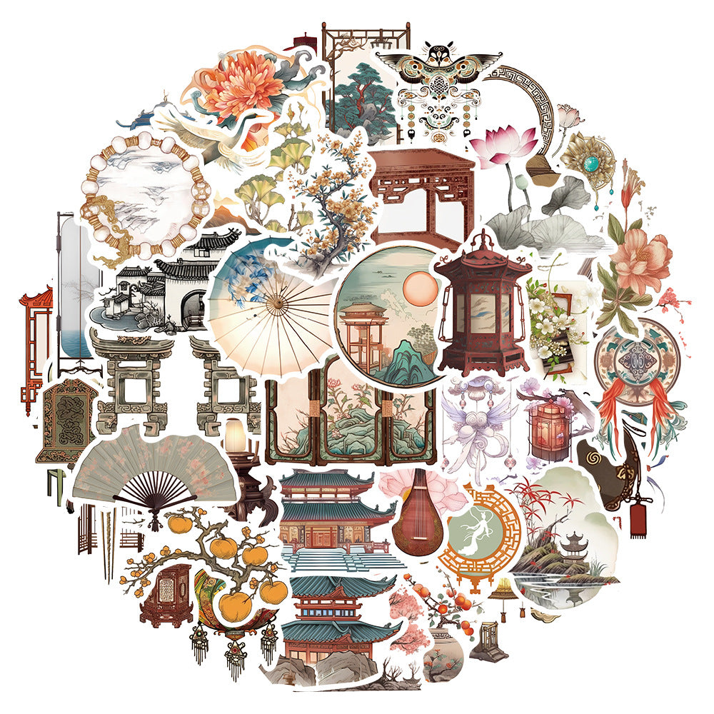 50PCS Literary Archaeology Stickers - Scriptorial Relic Decals for Textual Stratigraphy Maps, Bibliographic Memory Excavation & Paleographic Aesthetic Projects