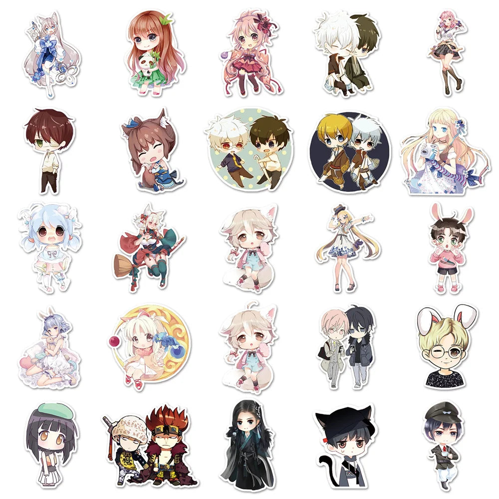 52PCS Cartoon Cute Girls Small Fresh Secondary Yuan Graffiti Stickers Personalized Creative DIY Decorative Stickers Computer Cell Phone Skateboard Refrigerator Helmet Decals Popular Toys