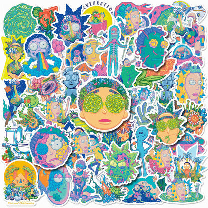 50PCS Psychedelic Cartoon Alien Doodle Stickers Perfect for Phone Cases, Skateboards, Bags, Water Bottles, Guitars Exquisite DIY Desktop & Planner Decorative Decals