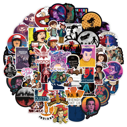 50PCS Stranger Things Inspired Stickers, Upside Down & 80s Retro Sci-Fi Doodles for Fans of the Adventure