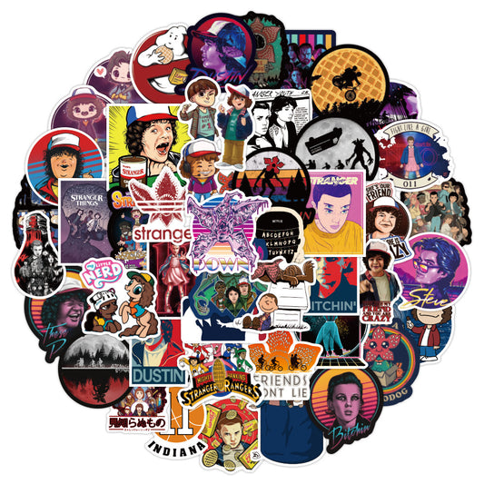 50PCS Stranger Things Inspired Stickers, Upside Down & 80s Retro Sci-Fi Doodles for Fans of the Adventure