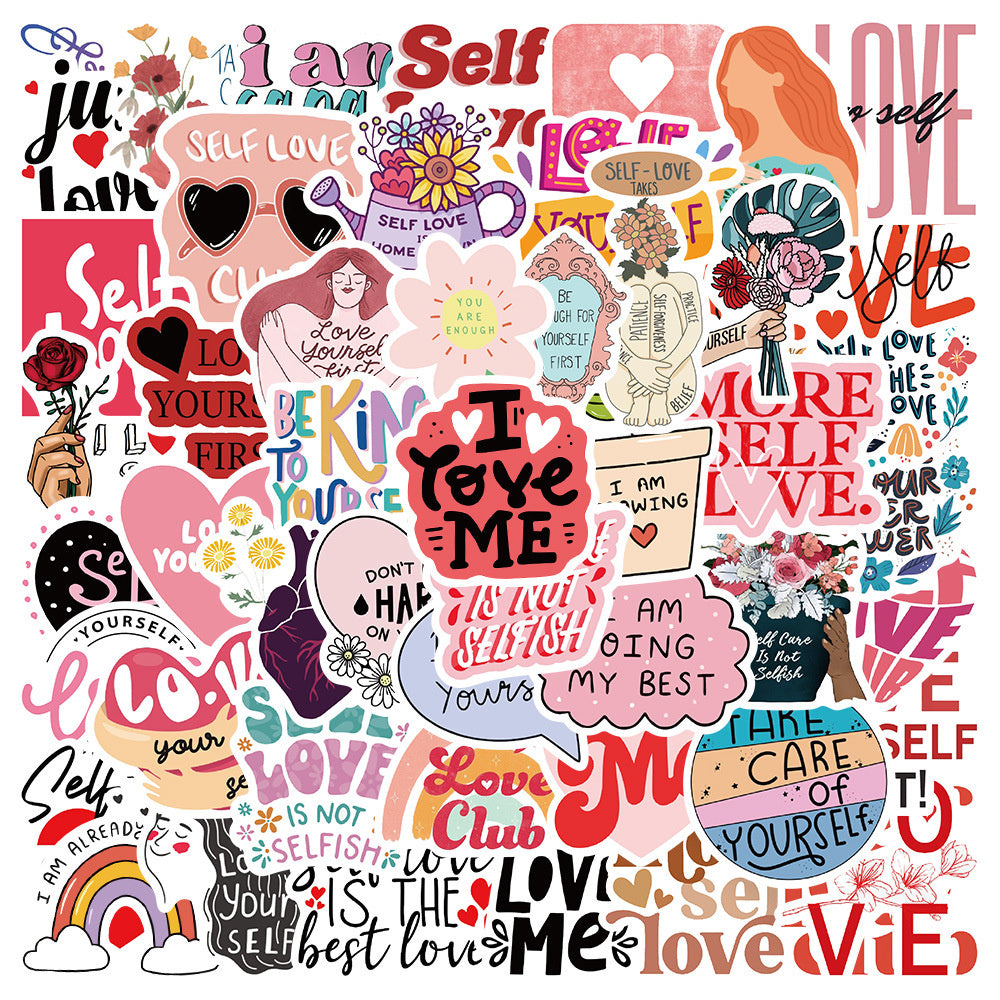 50PCS Self Love Stickers - Positive Affirmation Decals for Journals, Planners, Water Bottles & Mental Wellness Gifts