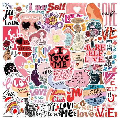 50PCS Self Love Stickers - Positive Affirmation Decals for Journals, Planners, Water Bottles & Mental Wellness Gifts