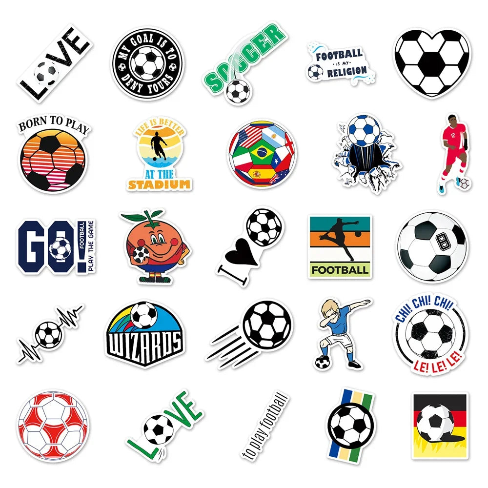50PCS Football Sports Graffiti Cartoon Stickers Toy Luggage Laptop Car Computer Ipad Gift Skateboard Car Sticker