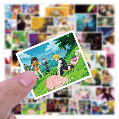 50PCS Seven Deadly Sins Anime Inspired Stickers - Holy Knight Rebellion Decals for Moral Complexity Journals, Fallen Virtue Maps & Sin Redemption Projects