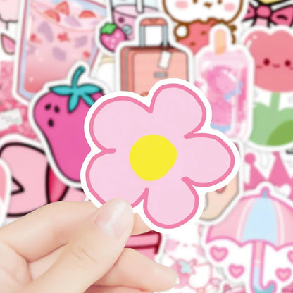 62PCS Pink Girl Heart Graffiti Stickers Personalized Fashion Creative Trend DIY Decorative Stickers Guitar Water Cup Computer Skateboard Helmet Luggage Popular Decals Toys