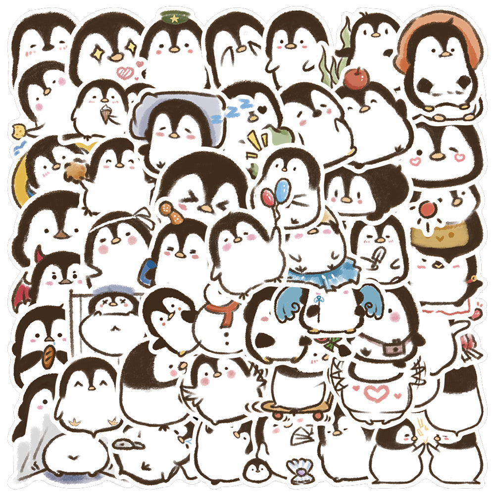 50PCS Cartoon Penguin Adorable Animal Doodle Stickers Perfect for Skateboard Helmets, Laptops, Water Bottles, Guitars, Stationery Boxes Exquisite DIY Desktop Decor Decals