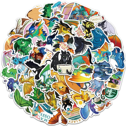 50PCS Popular Novel Wings of Fire Dragon Sticker for Laptop IPad Luggage Gift Journal Waterproof Sticker