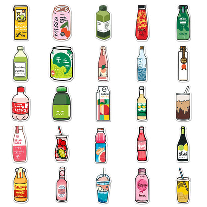 50PCS Trendy Cartoon Beverage Sticker Package Skateboard Guitar Decoration DIY iPad Waterproof Toy Graffiti Decal
