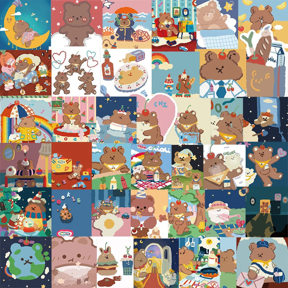 40PCS Cartoon Super Cute Bear Graffiti Stickers Luggage Laptop IPad Skateboard Helmet Cup Waterproof Sticker