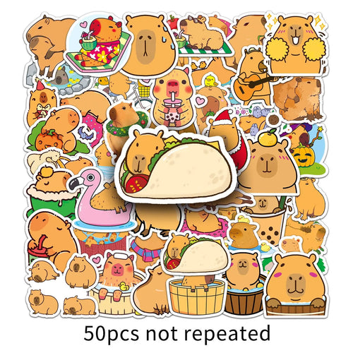 50PCS   Cartoon Animal Capybara Sticker Graffiti iPad Desk Notebook  Car Computer Pattern Scrapbook Toy Decoration