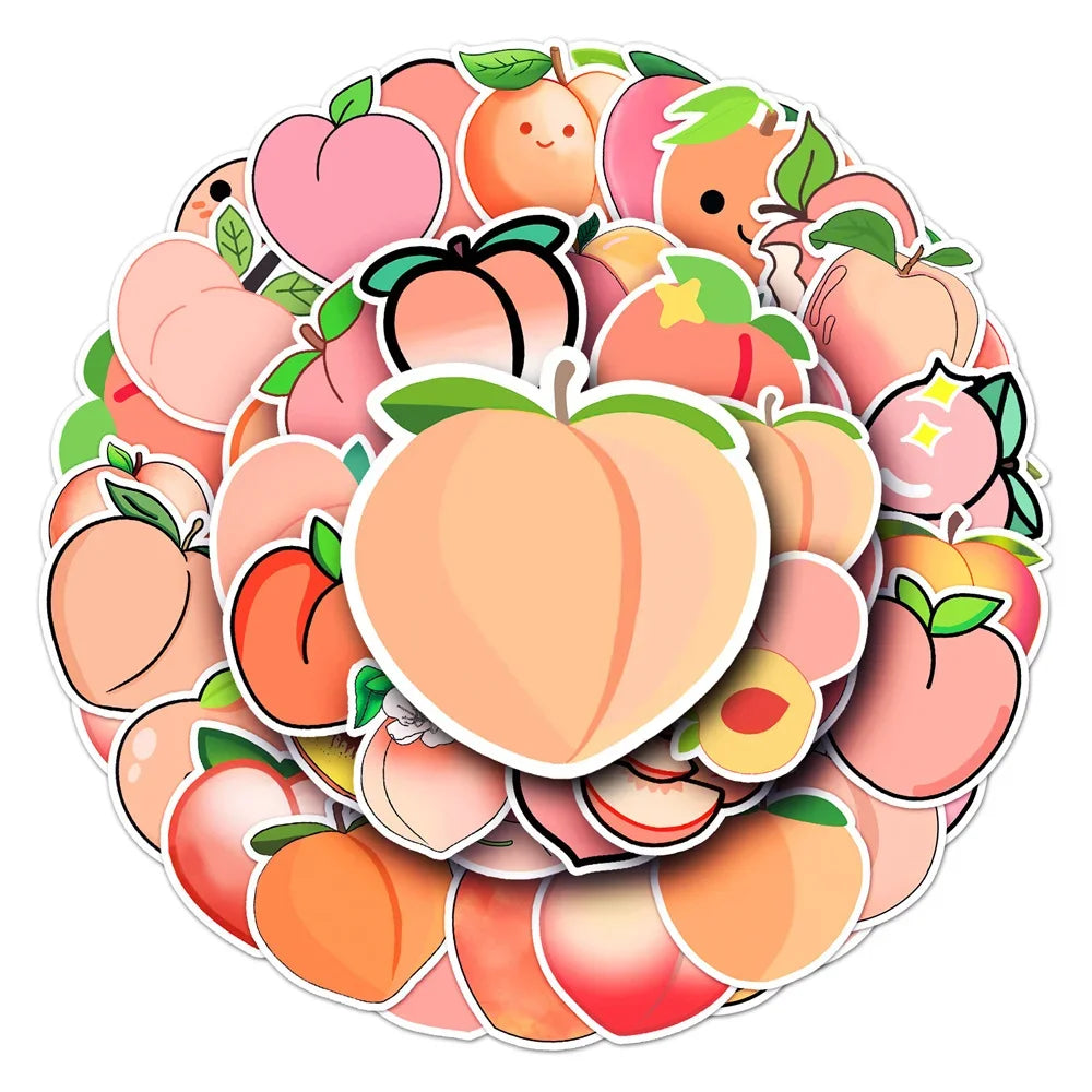50PCS Peach Cartoon Personality Creative Sticker  DIY Guitar Refrigerator Computer Suitcase Notebook Waterproof