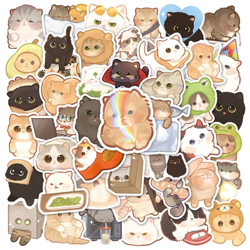 50PCS Cartoon Cute Cat New Personality Graffiti Creative Sticker DIY Guitar Suitcase Helmet Waterproof Notebook