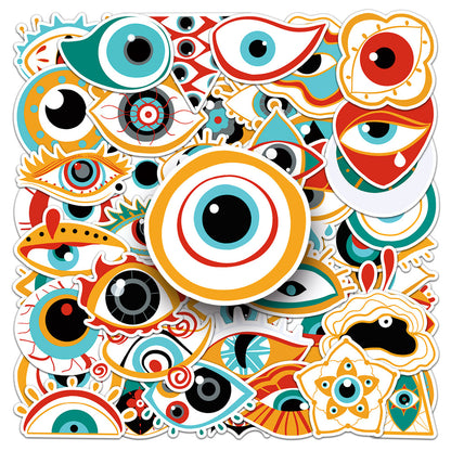 50PCS Creepy Eye & Demon Doodle Stickers, Gothic Horror Cartoon Decals for Alt Fashion and Dark Decor