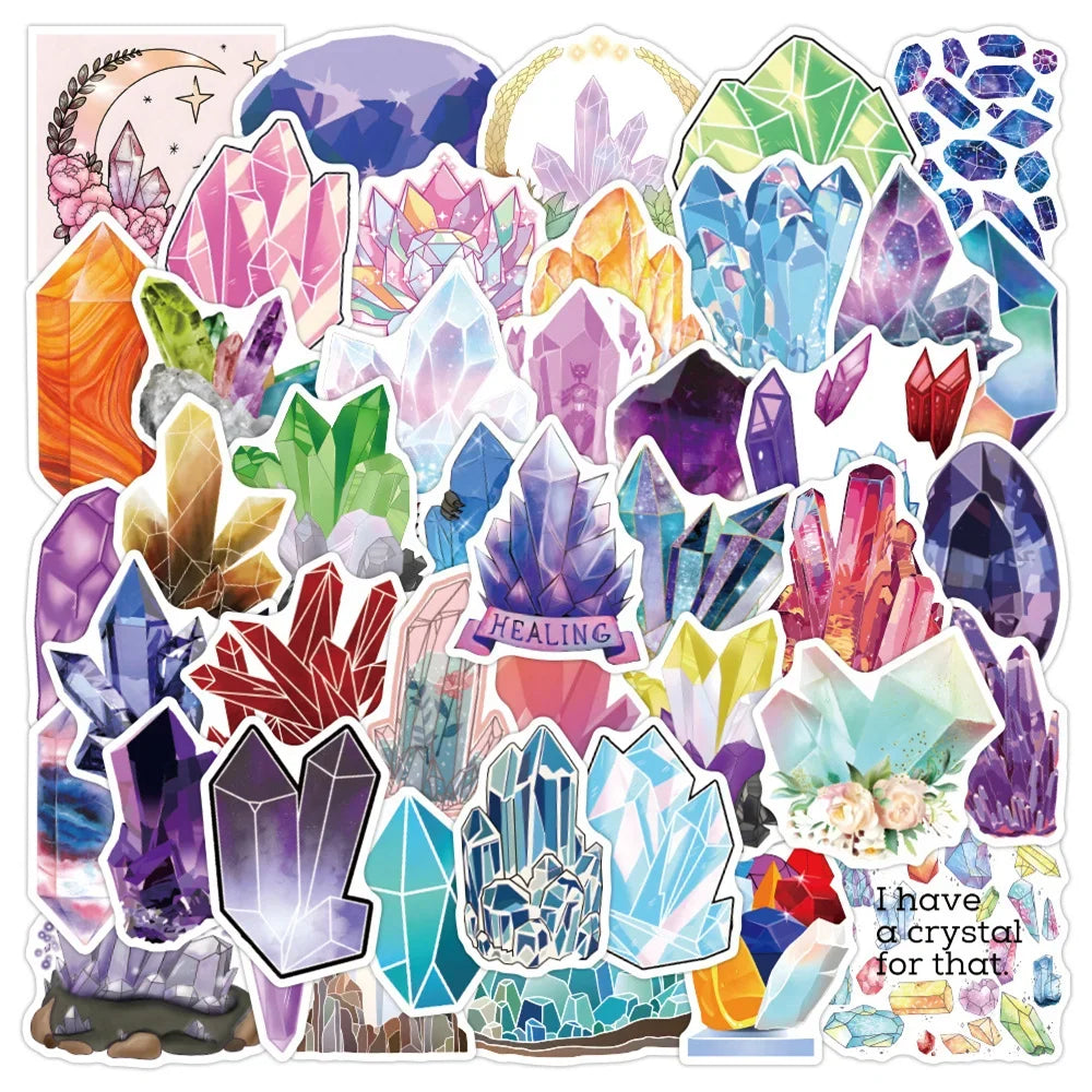 50PCS Crystal Graffiti Sticker Waterproof Removable Notebook Skateboard Trunk Motorcycle Guitar Cup Personality