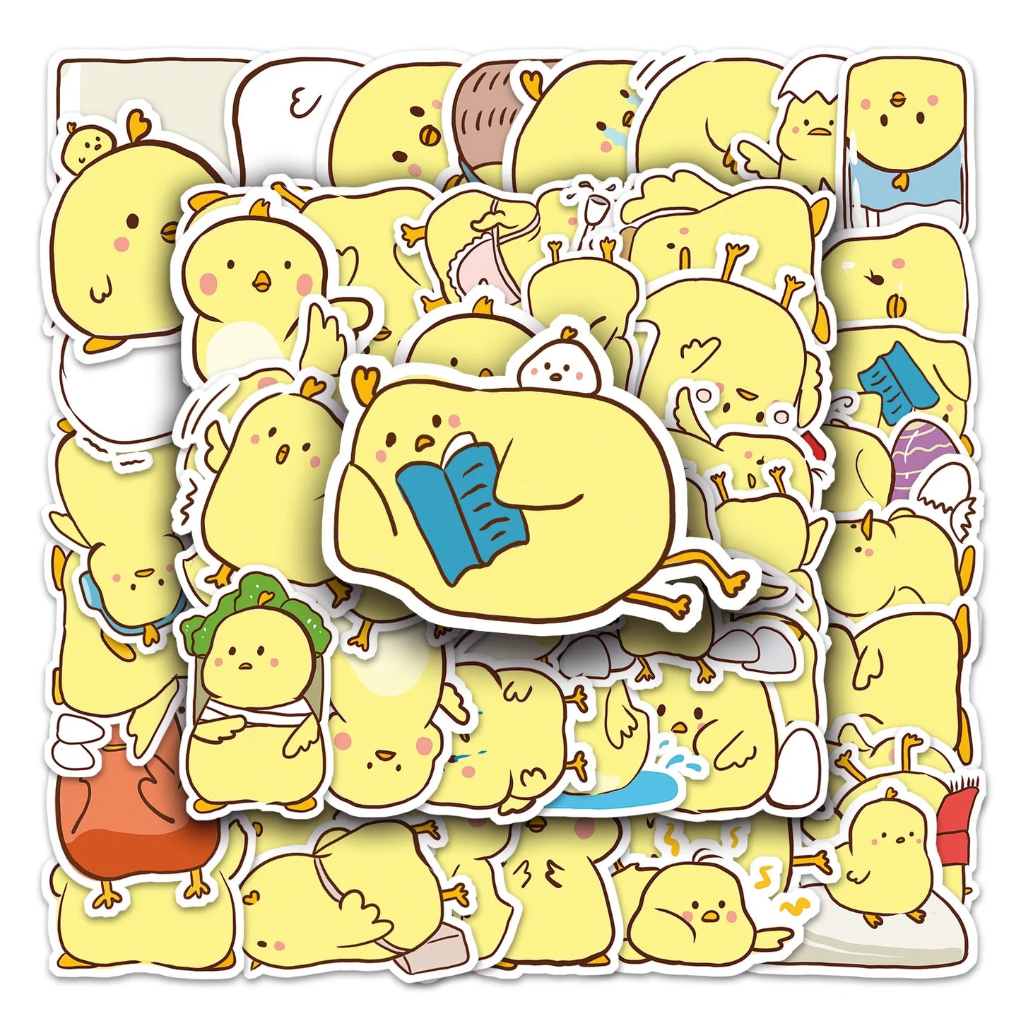 50PCS Cartoon Little Yellow Chicken Sticker Graffiti Animal Helmet Car Computer Pattern Scrapbook Toy Decoration