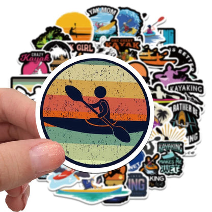 50PCS cartoon water kayak sports graffiti stickers, personalized, fashionable and creative DIY exquisite decorative stickers, luggage, laptops, ipads, guitars, helmets, cars, popular stickers, toys