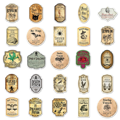 50PCS Cartoon Potion Label Sticker Graffiti iPad Luggage Helmet Guitar DIY Scrapbook Wall Sticker Toy Decoration
