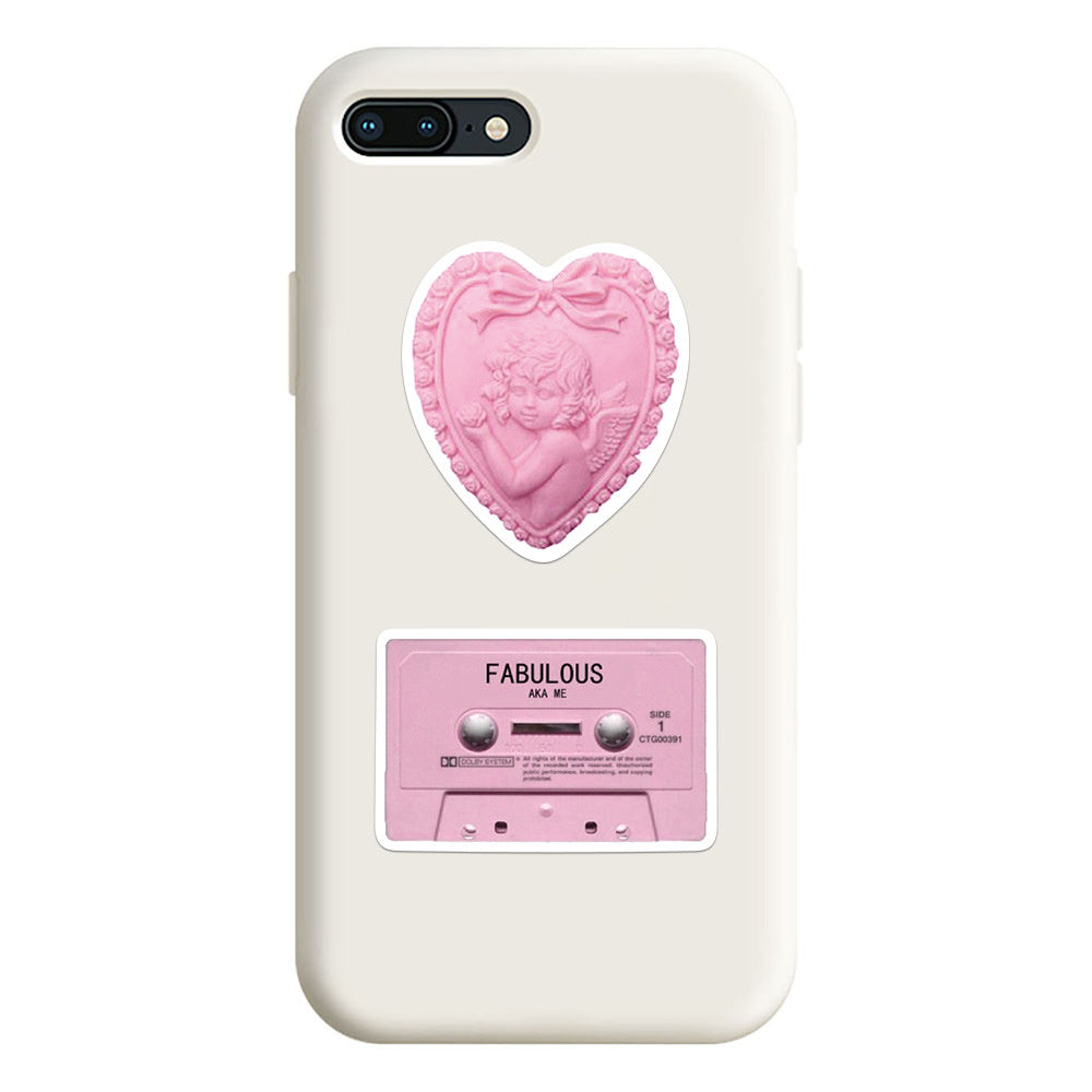 50PCS Kawaii Pink Heart Bear Stickers - Pastel Teddies Doodle Decals for Inner Child Healing Journals, Soft Life Planners & Gentle Rebellion Art Projects